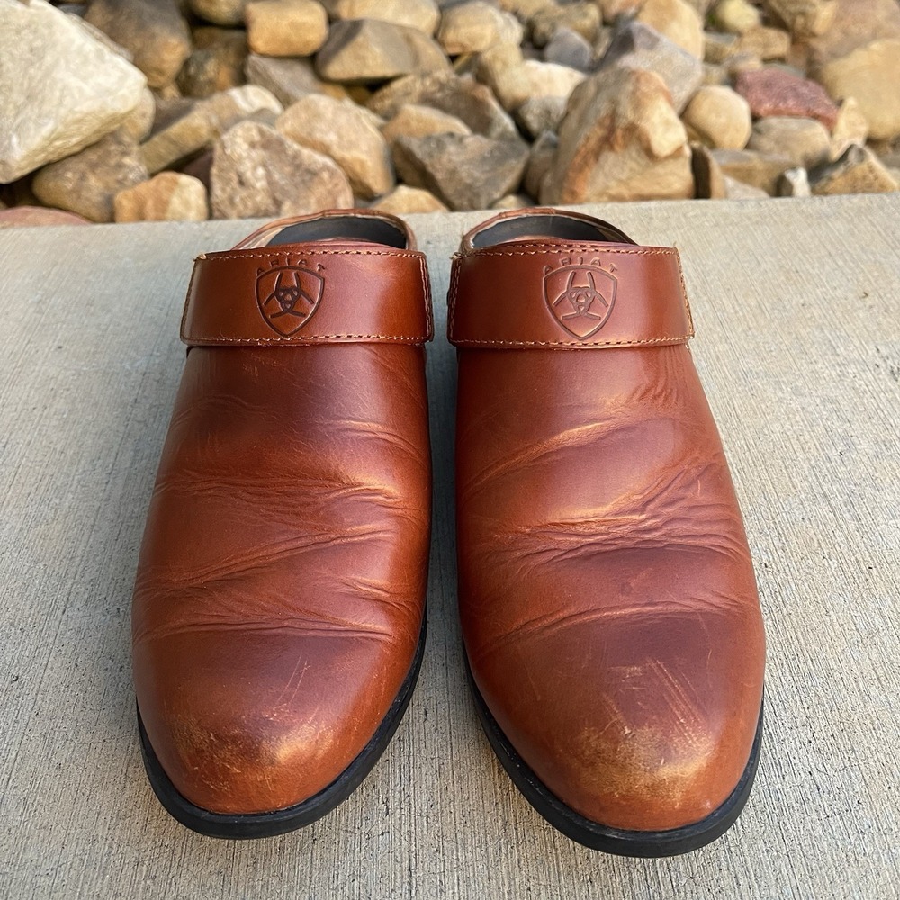 Ariat Women's Chestnut Brown Leather Mules Clogs Casual Shoes 94070 Size 8